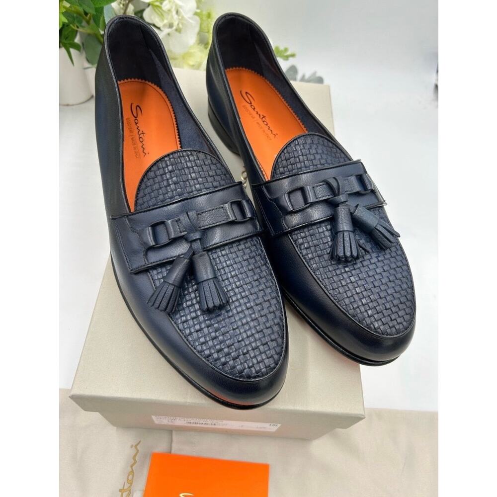 Men's Santoni, Andrea, tassel leather loafers size 12 US made in Italy